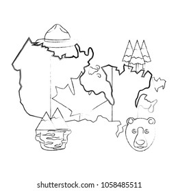 canadian set map flag bear lake