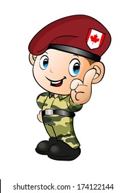 Canadian Soldier , Vector Illustration ,cartoon Style 