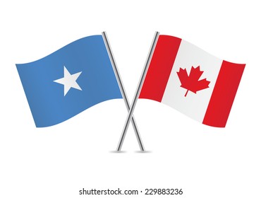 Canadian and Somali flags. Vector illustration.