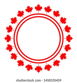 Canadian symbolism flag maple leaf abstract round frame or logo symbol