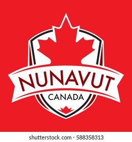 A Canadian territory crest in vector format featuring a large maple leaf and text that reads Nunavut.