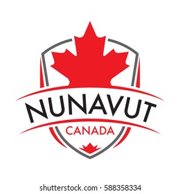 A Canadian territory crest in vector format featuring a large maple leaf and text that reads Nunavut.