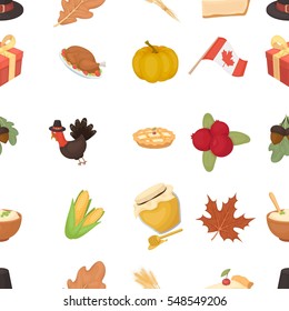 Canadian Thanksgiving Day pattern icons in cartoon style. Big collection of canadian Thanksgiving Day vector illustration symbol.