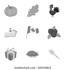 Canadian Thanksgiving Day set icons in monochrome style. Big collection of canadian Thanksgiving Day vector symbol stock illustration