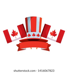 canadian tophat culture with flags frame