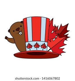 canadian tophat with leaf maple and beaver