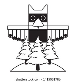 canadian totem forest trees nature culture vector illustration