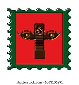 canadian totem in postage stamp