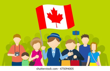 Canadian Tourists Tour Guide Inbound Tourism Stock Vector (Royalty Free ...