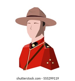 canadian trooper in the red coat and hat.
