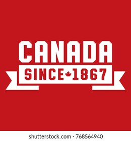 A Canadian typographic design featuring a ribbon with the date of confederation