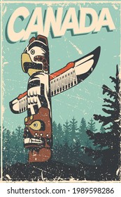 canadian vintage card with totem