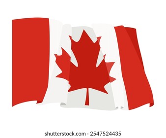 Bandera canadiense ondeando. Símbolo nacional con color y tamaño estándar del país de América del Norte. Icono de Vector aislado sobre fondo blanco