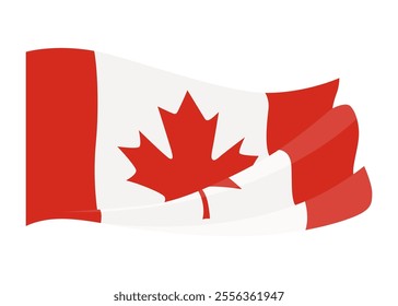 Canadian waving flag. National symbol with standard color and size of North America country. Vector icon isolated on white background