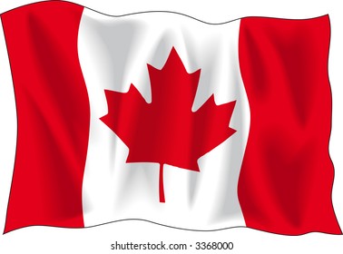 Canadian wavy flag isolated on white background