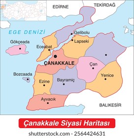 Türkiye Canakkale city political map, Political Map,
Türkiye map, city ​​map, Canakkale political map