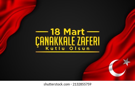 Canakkale Victory Day Background Design. Translation : 18th of March, Happy Canakkale Victory Day. Vector Illustration.