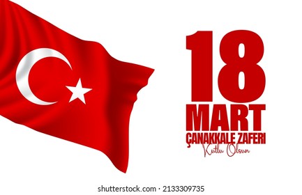 Diseño de fondo del Día de la Victoria en Canakkale. Traducción: 18 de marzo, feliz Día de la Victoria en Canakkale. Ilustración vectorial.