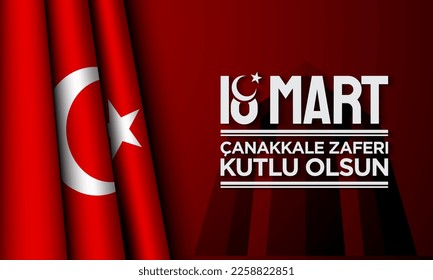 Canakkale Victory Day Background Design. Translation : 18th of March, Happy Canakkale Victory Day. Vector Illustration.