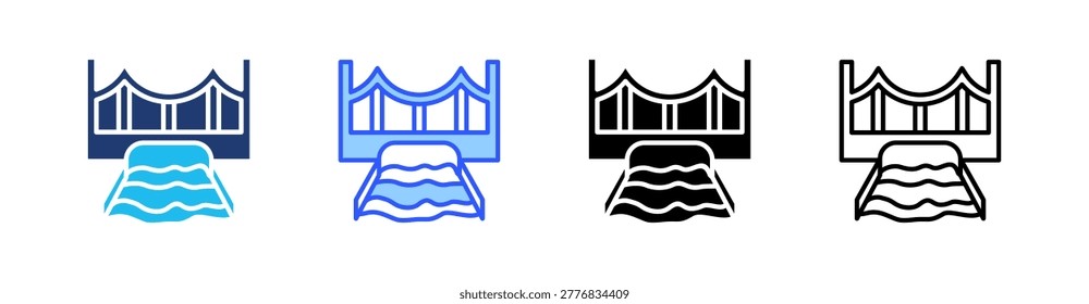 Canal Multiple Style Icon Set Collection Pack Web Banner Vector