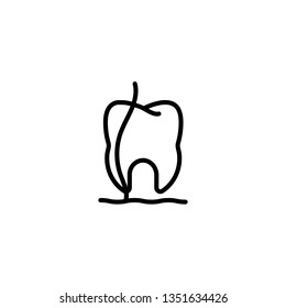 canal, pipe, treatment, channel, clean, dental, tooth icon in black outline style, vector