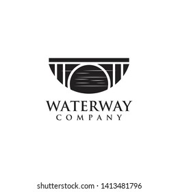 Canal water way icon logo design vector template