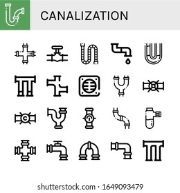 canalization simple icons set. Contains such icons as Pipes, Pipe, Drain, can be used for web, mobile and logo