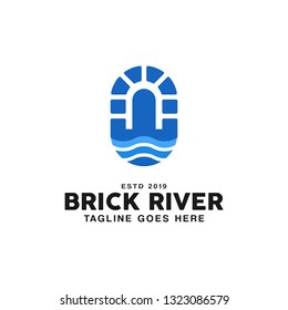 Canal/Waterway Brick Bridge Logo Design Inspiration