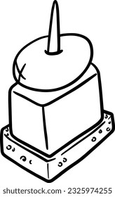 canape appetizer with bread cheese olive impaled on a toothpick doodle linear cartoon coloring