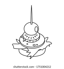 Canape of appetizer vector icon.Line vector icon isolated on white background canape of appetizer.