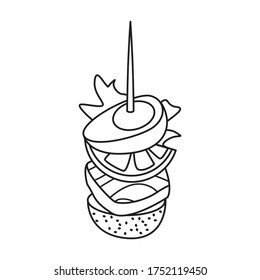 Canape of appetizer vector icon.Line vector icon isolated on white background canape of appetizer.