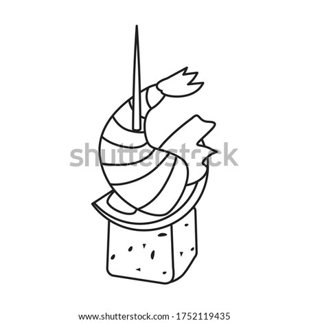 Canape of appetizer vector icon.Line vector icon isolated on white background canape of appetizer.
