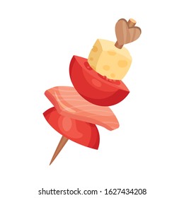 Canape with Different Ingredients Isolated on White Background Vector Food Item