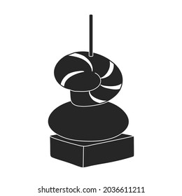 Canape and food black vector icon.Black vector illustration food and appetizer. Isolated illustration of canape and appetizer icon on white background.