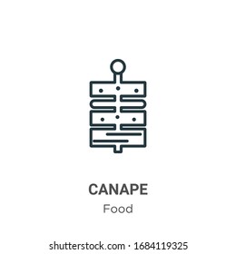 Canape outline vector icon. Thin line black canape icon, flat vector simple element illustration from editable food concept isolated stroke on white background