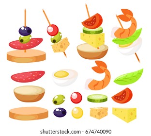 Canape Set Designer. Constructor. Vector realistic illustration