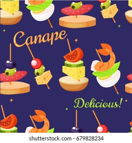 Canape Set Designer.  Seamless print pattern. realistic illustration