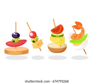 Canape Set Designer.  Vector realistic illustration