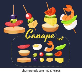 Canape Set Designer.  Vector realistic illustration