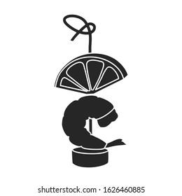 Canapes shrimp vector icon.Black,simple vector icon isolated on white background canapes shrimp.
