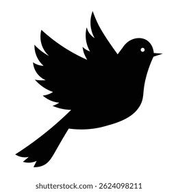 Canary bird flying silhouette vector. A black bird icon. Flying birds wildlife nature design. Vector illustration.
