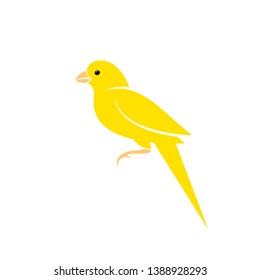 Canary bird. Logo.  Isolated bird on white background. Abstract animal 