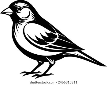 A canary bird silhouette black vector artwork illustration 