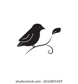 Canary Bird Simple logo design icon vector line logo design illustration outline flat on white background simple icons