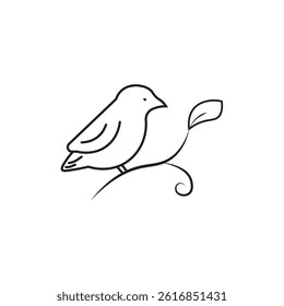 Canary Bird Simple logo design icon vector line logo design illustration outline flat on white background simple icons