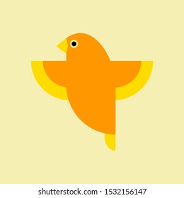 Canary Bird Vector Icon In Flat Style.