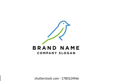 canary blue bird logo design illustration