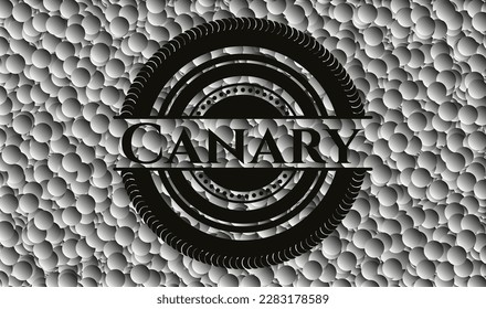 Canary dark emblem with bubbles background. Vector Illustration. Detailed. 