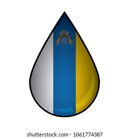 The Canary flag painted on 3D water drop