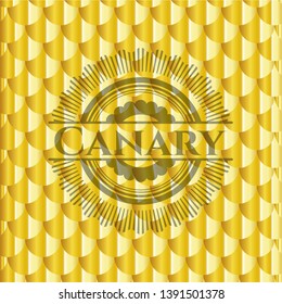 Canary gold badge or emblem. Scales pattern. Vector Illustration. Detailed.